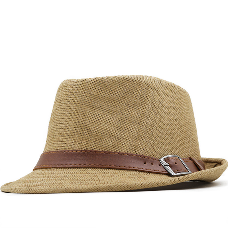 Обичен Pu кожен појас Trilby Fedora сламени капи